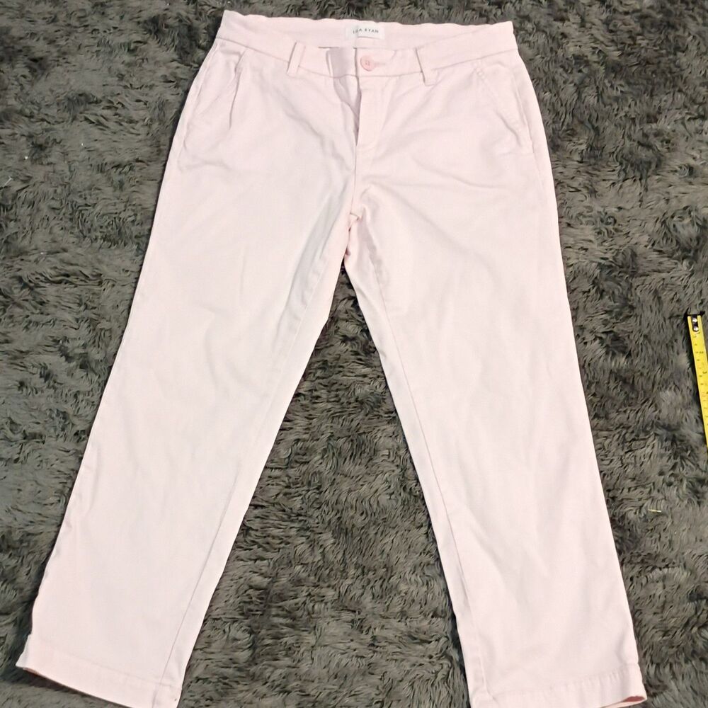 Lila Ryan Women's Pink Solid Dress Pants Straight Leg Flat Front Button 6